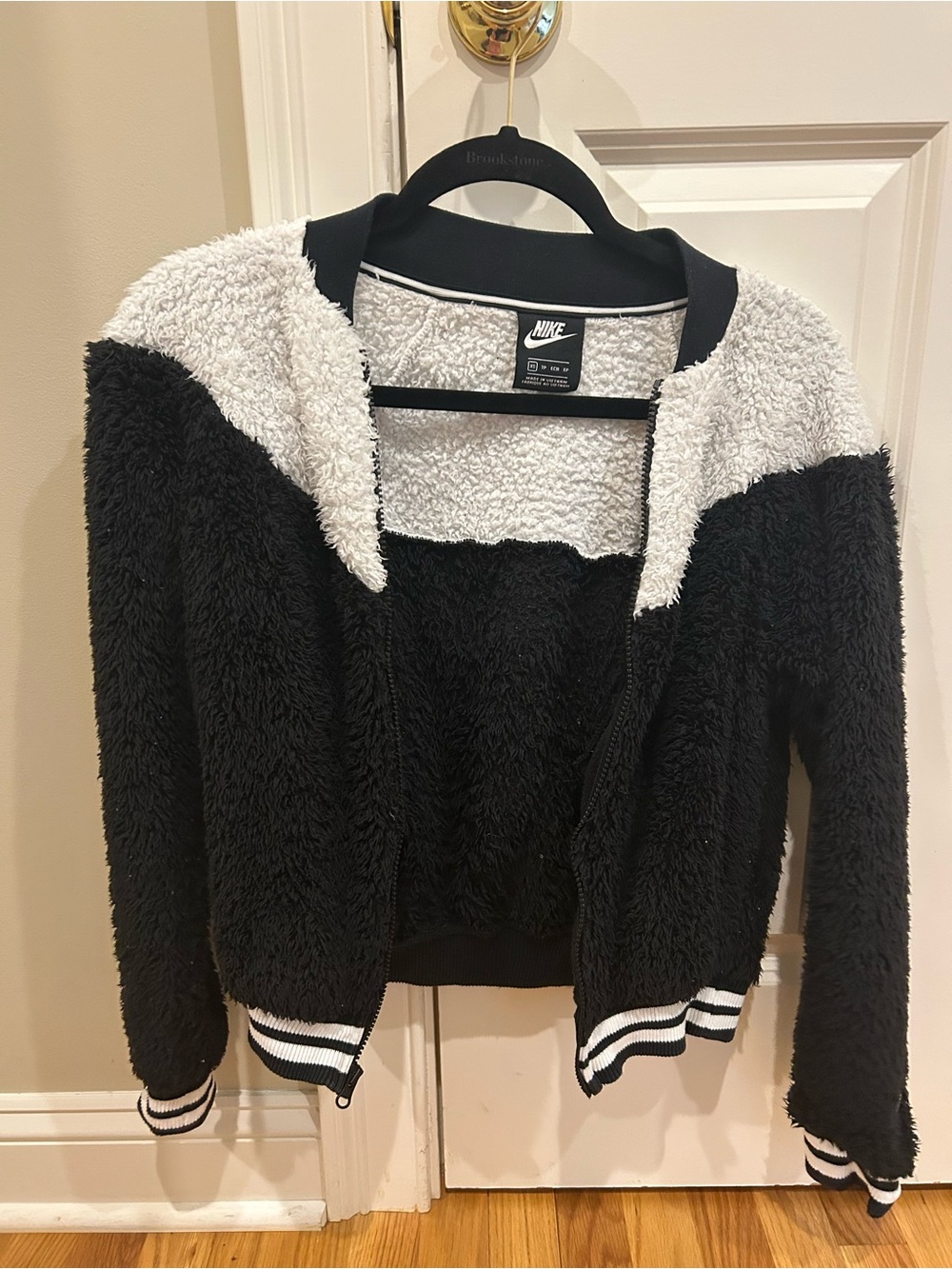 Nike Black and White Sherpa Bomber Jacket